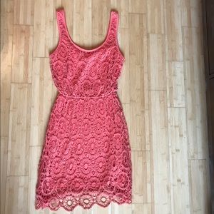Lauren Conrad Women's Coral Fit Flare Floral Dress